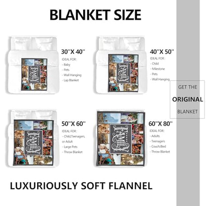 Ships Next Day, Custom Blanket with Photos Text - HD-Printing in USA, Personalized Picture Blanket Customized Flannel Blankets Christmas Birthday Gifts for Mom Dad Couple Kids Girlfriend Boyfriend - color: 10 Photos, size: 50'' x 60''