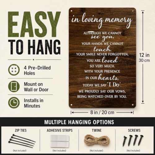 In Loving Memory 8x12 Inch Aluminum Metal Sign, Rustic Wedding Memorial Decor, Remembrance Gift, Sympathy For Wall Art