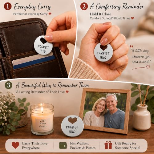 Aesnefe Pocket Hug from Heaven Token, Memorial Gifts for Loss of Loved One, Sympathy Condolence Keepsake, Remembrance Gifts for Loss of Mom Dad Grandma Grandpa Son Daughter - color: Silver