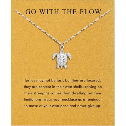 Baydurcan Pendant Necklace for Women Friends Sister Birthday Christmas Gift | Silver Evil Eye Ankh Mary Friendship Dragonfly Hummingbird Snake Turtle Pendant Necklace for Her Just Because Gifts - style: Sea Turtle
