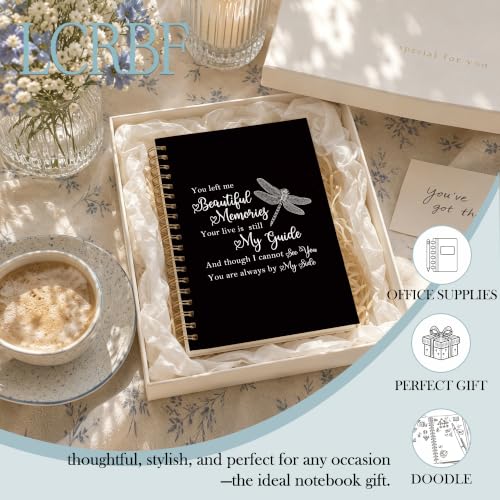 Dragonfly Memorial Gifts Spiral Notebook Journal 5.5x8.3in | Sympathy Bereavement Gifts for Loss of Loved One, Remembrance Condolences Notebook Journals Gift for Loss - color: Mourn Dragonfly