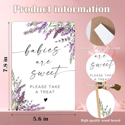 Babies Are Sweet Sign, Lavender Baby Shower Table Signs, Centerpieces for Tables, Gender Reveal Gifts Ideas, Purple Floral Wooden Sign with Stand for Gender Reveal Party and Baby Shower Activities, 38 - color: Babies are38