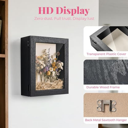 HOUSE DAY 8x10 Deep Shadow Box Frame with Linen Back, Black - color: Black, size: 8x10