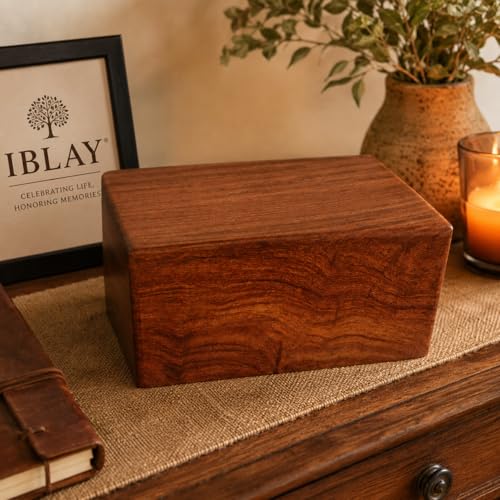 Solid Wood Funeral Urn for Human Ashes-Carved Wooden Urn Box for Human Ashes Holds 170 cu.in. (L) - size: Large