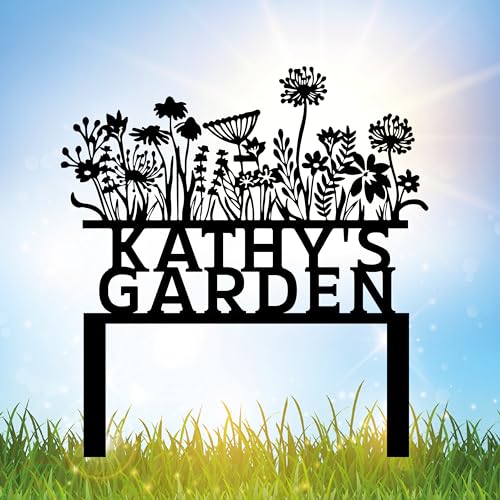 Custom Flowers Metal Garden Decor, Sign for Flower Beds, Personalized Flowers Garden Sign with Stakes, Metal Yard Art, Gift for Grandmother, Patio Decor, Farmhouse Decorations, Mom Gift - color: Cstmdesign8