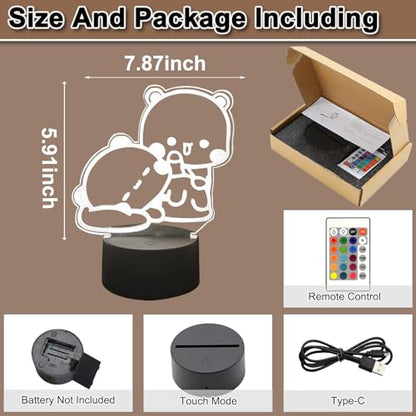 3D Night Light Bubuuu and Duduuu Gifts, Bear Shaped Table Lamp with Remote Control Gifts for Girls Birthday Christmas Valentine - color: night light 4