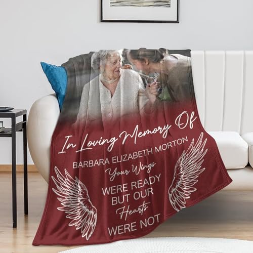 Custom Memorial Blanket with Picture Personalized Sympathy Remembrance Condolences Bereavement Gifts Sympathy Gifts for Loss of Loved One Mother Dad Grandma Grandpa Sister Daughter Friend - color: Design17