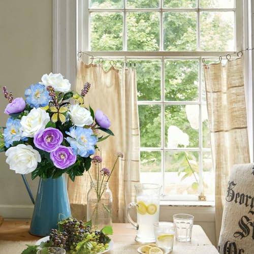 2Pcs Spring Cemetery Flowers for Grave, Artificial Rose, Purple, 17.7in - color: Light Purple White-2pcs