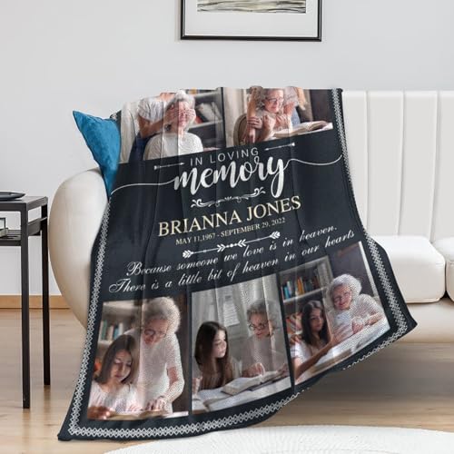 Custom Memorial Blanket with Picture Personalized Sympathy Remembrance Condolences Bereavement Gifts Sympathy Gifts for Loss of Loved One Mother Dad Grandma Grandpa Sister Daughter Friend - color: Design15