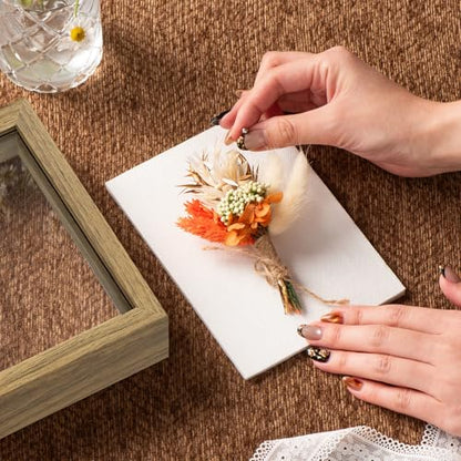 4x6 Small Shadow Box Frame with Ultra-Clear Glass & Soft Linen Back | With Push Pins and Stand, Deep 1.2" Brown Shadow Box Display Case – Display on Tabletop or Wall for Photo, Flower, Keepsakes - color: Brown+high Definition Panel + Shatter-proof Packagi