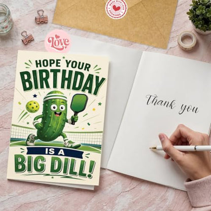 Funny Big Dill Pickleball Birthday Card, Paddle Greeting Gift | Pickleball Birthday Card For Pickleball Player, Pickleball Lover, Sports Fan, Funny Birthday Gift Card With Big Dill Pun - color: sport11