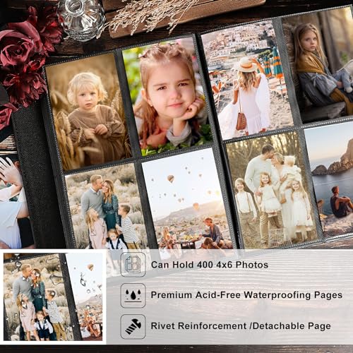 Lanpn Photo Album 4x6 400 Pockets, Linen OUR MEMORIES Hardcover Photo Book Photobook Holds 400 Vertical Pictures Only Purple - color: Purple, size: 400 Photos