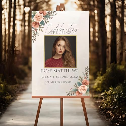 Floral Funeral Welcome Sign, Celebration of Life Welcome Sign, in Loving Memory Sign, Celebration of Life, Celebration of Life Sign, Memorial Sign with Photo,Funeral Welcome Sign #Tfo123 - color: Version #11