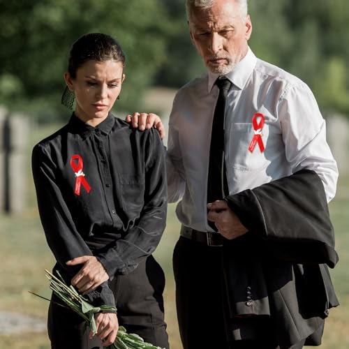 Geosar 100 Pcs Dove Funeral Memorial Ribbons Pins Memorial Service Respect Funeral Personalized Ribbon Bow with Safety Pins and White Dove for Mourning Mental Health Awareness Month Gifts(Red) - color: Red, style: Pigeon