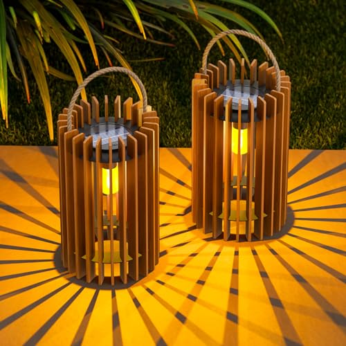 2-Pack Solar Lanterns Outdoor Hanging Portable Table Top Decorative Lamp DIY Lantern Lights Water-Resistant for Outside Patio Yard Garden Porch - style: Solar B