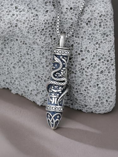 JKR Keepsake Urn Necklace for Ashes Cremation Jewelry Memorial Gift | Keepsake Necklace for Ashes Cremation Jewelry Sympathy Gifts for Loss of Loved One Women Men Dad Husband Mom Wife - style: 7-Bullet-Snake