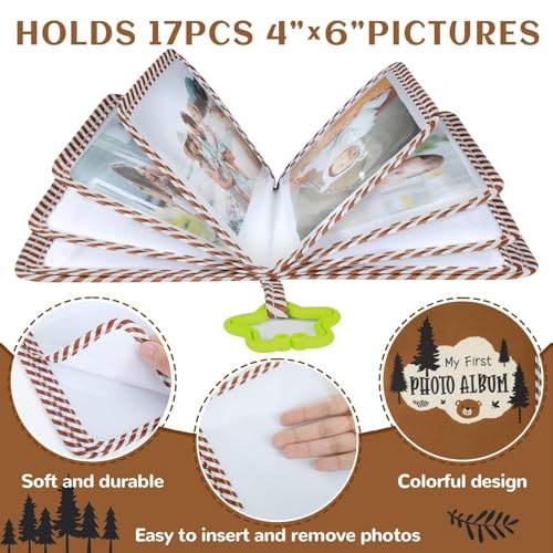 Baby's My First Family Album Soft Photo Cloth Book Forest Brown Bear My First Book of Photos Baby Memory Album Gift Holds 4x6 Pictures for Babies Newborn Toddler & Kids Baby Shower - style: Forest Brown Bear