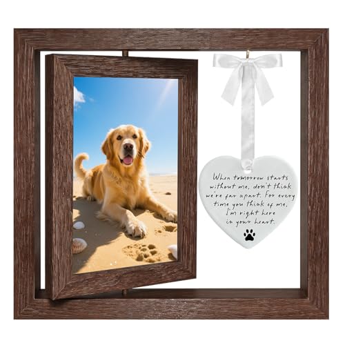 OFlyDesigns Dog Memorial Gift for Loss of Dog, Dog Memorial Picture Frame with Ceramic Heart Ornament, Pet Sympathy Gift for Grieving Pet Owners, in Loving Memory Remembrance Keepsake - color: Heart Ornament