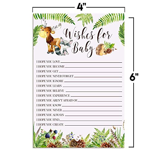 Amanda Creation Watercolor Woodland Forest Animals Baby Wishes Cards 20, 4"x6" - Great Keepsake and Fun Activity for Baby Showers - Baby Keepsakes Last Generations - Fill-In, Double-Sided Cards - style: Woodland Forest Animals