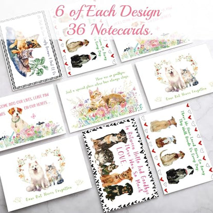 Geyoga 36 Set Pet Sympathy Card with Envelope Bulk, Watercolor Style - color: Watercolor Style