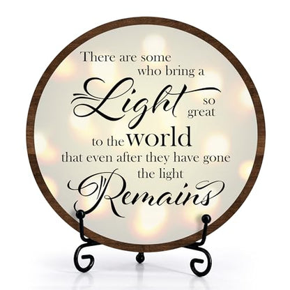 Sympathy Desk Decor Sign, Celebration Of Life Decorations, There Are Some Who Bring A Light Memorial Wood Sign, Decor For Home Bedroom, Wooden Round Decor With Stand-01 - style: Brown Round Sign
