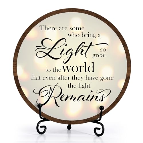 Sympathy Desk Decor Sign, Celebration Of Life Decorations, There Are Some Who Bring A Light Memorial Wood Sign, Decor For Home Bedroom, Wooden Round Decor With Stand-01 - style: Brown Round Sign