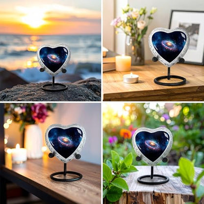 Deep Cosmos Heart Keepsake Cremation Urn for Human Ashes – Small Aluminum Memorial Burial Urn for Men & Women, Decorative Display - size: Small Heart