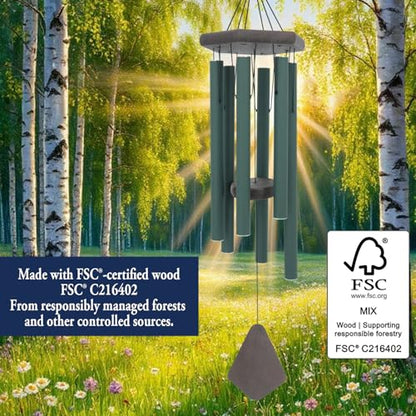 Large Wind Chimes for Outside, 30" Aluminium Wind Chime with Wind Catcher - color: Green, size: 30"