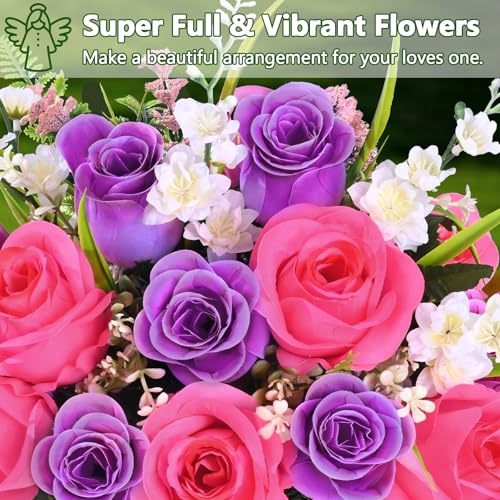 MARTINE MALL 2 Sets Artificial Cemetery Flowers for Grave, (Colorful)