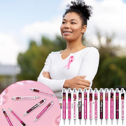 12 PCS Breast Cancer Awareness Ballpoint Pens - color: Breast Health
