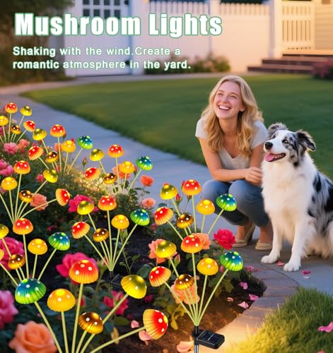 TEDOF Solar Garden Lights,Solar Swaying Mushroom Lights - color: 2 Pack Mushroom Lights