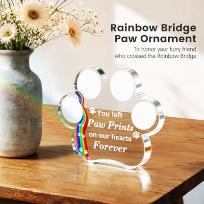 Dog Memorial Gifts for Loss of Dog Sympathy Gift - Personalized Pet Picture Frame 4x6【w/ Rainbow Bridge Ornament & Name Stickers & Sympathy Card】- Ideal Dogs Passing Away Gifts for Friends & Family