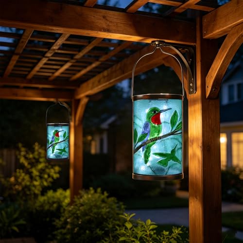MUMTOP Hummingbird Solar Lantern Outdoor Waterproof Hanging Garden Lights - color: Green
