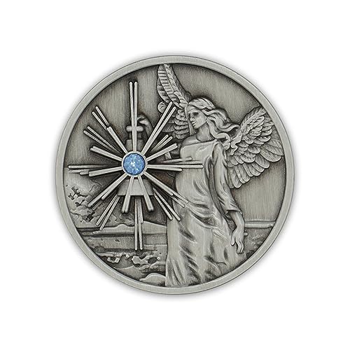 Pewter Guardian Angel Coin Medallion, Pocket Prayer Affirmation Gift Token - color: Pewter