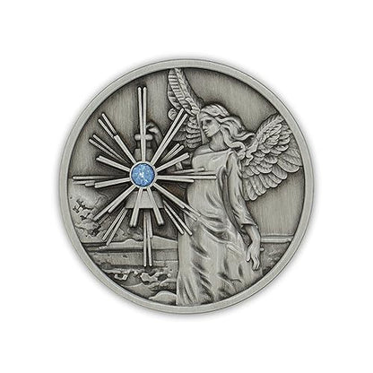 Pewter Guardian Angel Coin Medallion, Pocket Prayer Affirmation Gift Token - color: Pewter