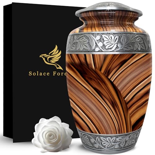 Urns for Human Ashes Adult Man – Cremation Urn for Ashes Adult Male, Large Memorial Urn 200 Cu in Funeral Urn to Honor His Life & Legacy (Tiger Oak, Large) - color: Tiger Oak