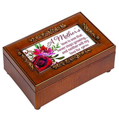 A Mother's Love Petite Rose Woodgrain Music Box Plays Wind Beneath My Wings