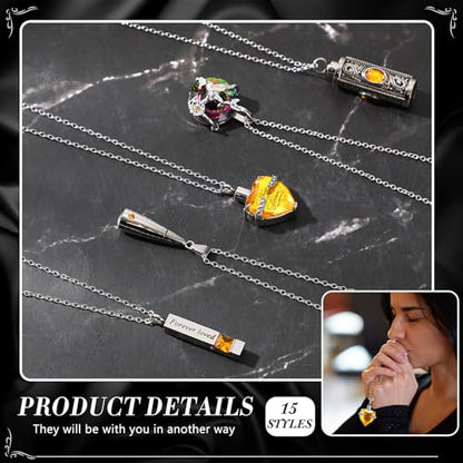 Ecation 15 Pcs Urn Necklace for Ashes Women Cremation Jewelry - color: Yellow