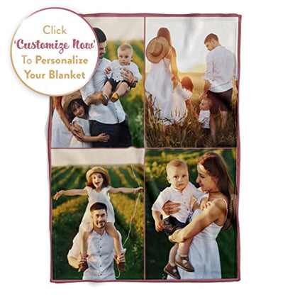 Ships Next Day, Custom Picture Blanket, USA Made (50x60 Fleece) - color: 4pictures, size: 50"x60" Fleece