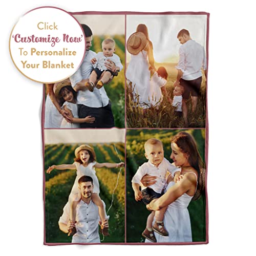 Ships Next Day, Custom Picture Blanket, USA Made (50x60 Sherpa) - color: 4pictures, size: 50"x60" Sherpa