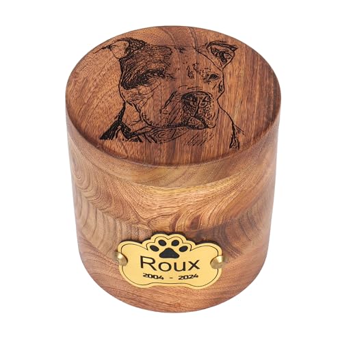 Personalized Handmade Solid Wooden Cremation Urns for Dog & Cat Ashes, Custom Photo Engraved Wood Pet Memorial Keepsake Urn Box for Ashes, Pet Urn for Dogs & Cats, Pet Loss Keepsake Urn Box for Ashes