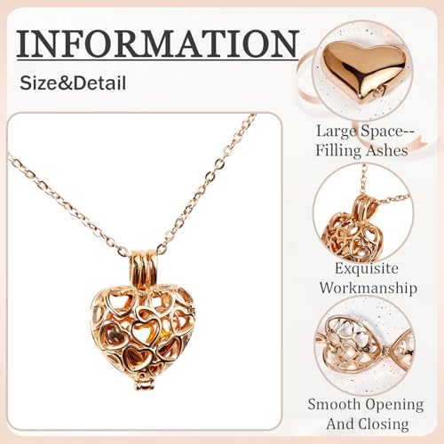 Paw Print Heart Pet Ashes Memorial Necklace with Mini Inner Box-B-Rose Gold | Pet Cremation Jewelry for Ashes, Cremation Urn Jewelry to Hold Dog & Cat Ashes Pendant with Box Filling Tools - color: B-Rose Gold