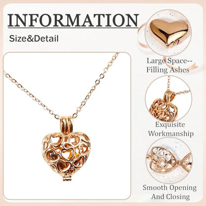 Paw Print Heart Pet Ashes Memorial Necklace with Mini Inner Box-B-Rose Gold | Pet Cremation Jewelry for Ashes, Cremation Urn Jewelry to Hold Dog & Cat Ashes Pendant with Box Filling Tools - color: B-Rose Gold
