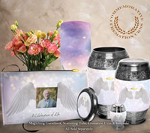 Guardian Angel Wings Keepsake Urns for Human Ashes with Velvet Gift Box for Cremation Keepsakes for Ashes - Small Cremation Urn and Small Keepsake Urn Set of 4 - color: Guardian Angel