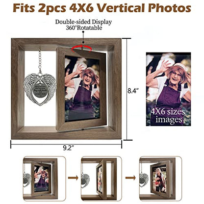 Besoamo Memorial Picture Frame 4x6, Sympathy Gifts for Loss of Loved One, Memorial Gift for Loss of Mom Dad, Rotatable Bereavement Sympathy Photo Frame with Angel Wings, Remembrance Condolence Gift - size: 4x6 inches Photo Frame with Angel Wings