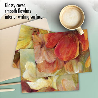 The Best Card Company - 10 Boxed Note Cards with Flowers - Blank Assorted Floral Notecards Bulk (4 x 5.12 Inch) - Spice Blooms M6628OCB - style: Spice Blooms