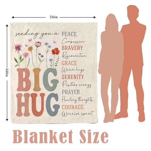 Get Well Gifts for Women, Healing Hug Blanket for Cancer Care, Inspirational/Sympathy/Bereavement Gifts for Women, After-Surgery Gifts, Soft Throw Blankets 50'' X 60''