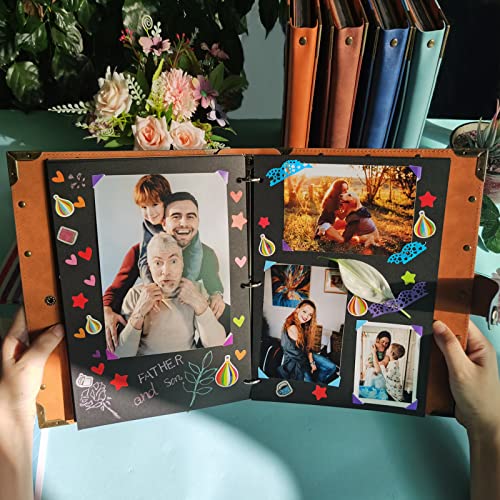 ZEEYUAN Leather Scrapbook Album 60 Pages Love Memory Photo Album 8.5x11 inch, Travelling Journal Scrap Book Family Scrapbook Scrapbooking Supplies Kits Gift for Couples Anniversary Wedding - color: Grayish-blue