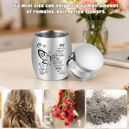 SOITIS Small Urns for Human Ashes Keepsake 1.2 Inches Stainless Steel Mini Urns for Ash Square Box Tiny Cremation Urns for Women Men Funeral Keepsake Urn - color: Square Box a