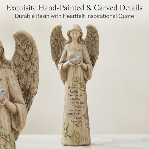 DUSVALLY Angel Statue Holding Bird – 10 Inch Resin Praying Angel Figurine - color: Bird